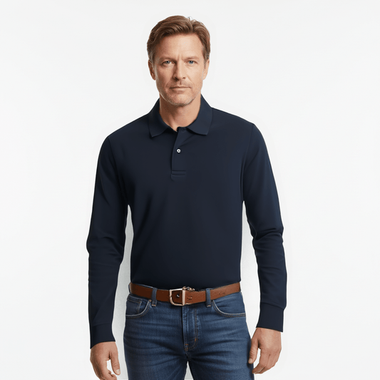 Men's Long Sleeve Polo Shirt - Classic Style and Comfort - THEGENTSEDIT