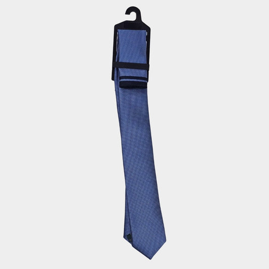 Navy/Blue Tie and Pocket Square Set - THEGENTSEDIT