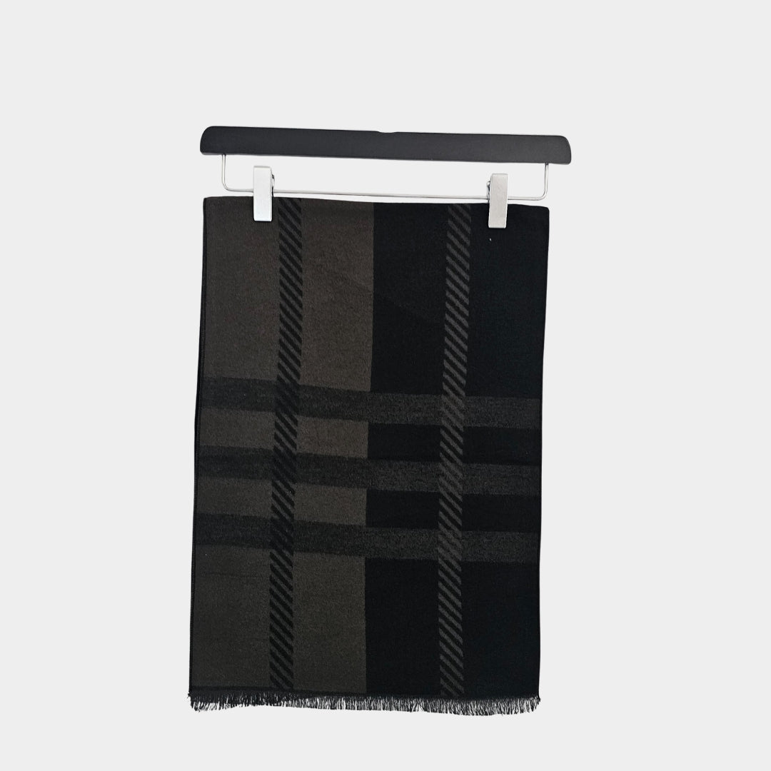 Olive & Black Lined Scarf - Stylish and Versatile Accessory - THEGENTSEDIT