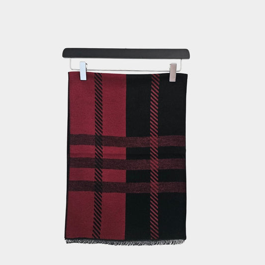 Red & Black Lined Scarf - Stylish and Versatile Accessory - THEGENTSEDIT