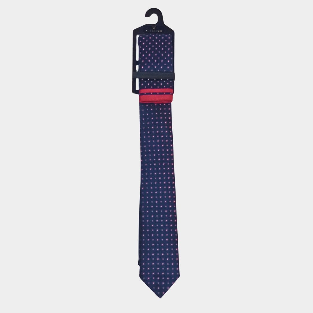 Red Spotted Tie and Pocket Square Set for Sustainable Style - THEGENTSEDIT