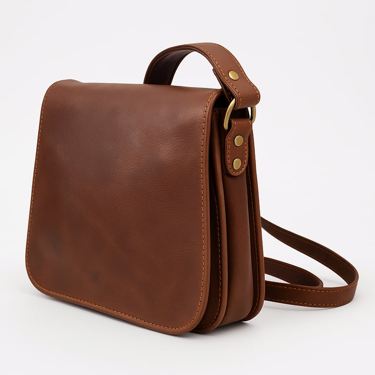 Shoulder Flap Over Leather Brown Bag - THEGENTSEDIT
