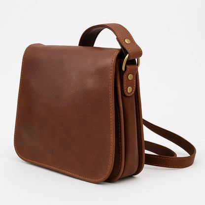 Shoulder Flap Over Leather Brown Bag - THEGENTSEDIT