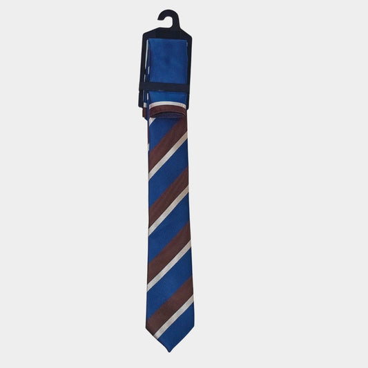 Stripe Design Tie and Pocket Square Set - THEGENTSEDIT