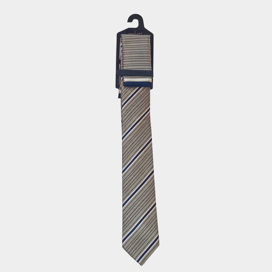 Stripe Design Tie and Pocket Square Set - THEGENTSEDIT