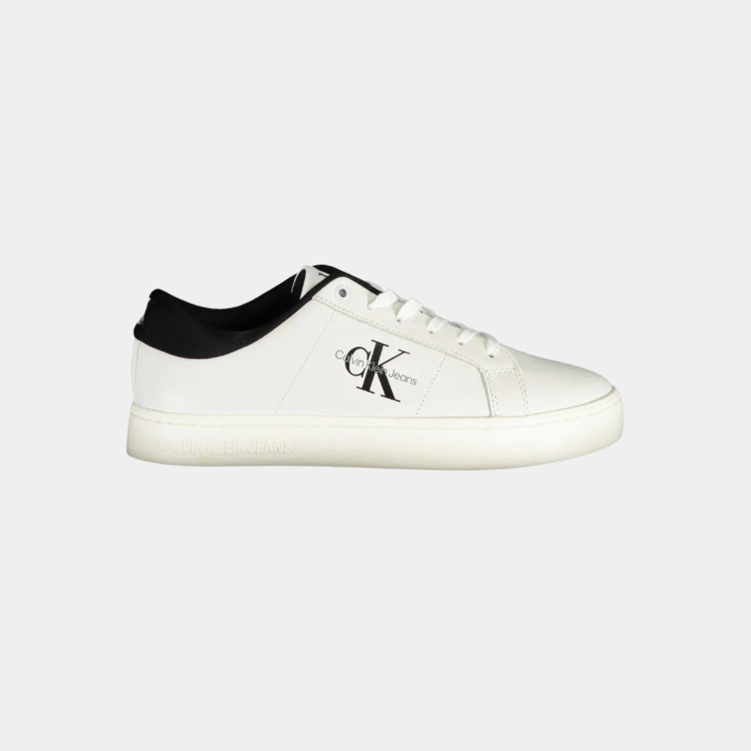 White Calvin Klein Sneakers w/Black Rim - THEGENTSEDIT
